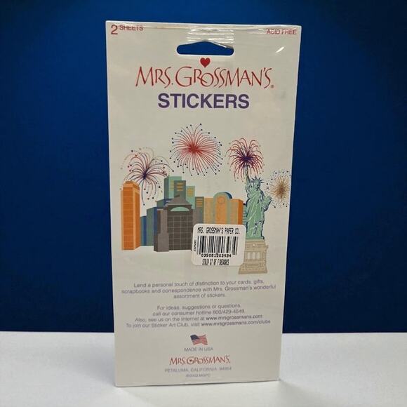 Patriotic Vintage Stickopotamus Mrs. Grossman's Stickers Rockets Fireworks Stars - Picture 5 of 7